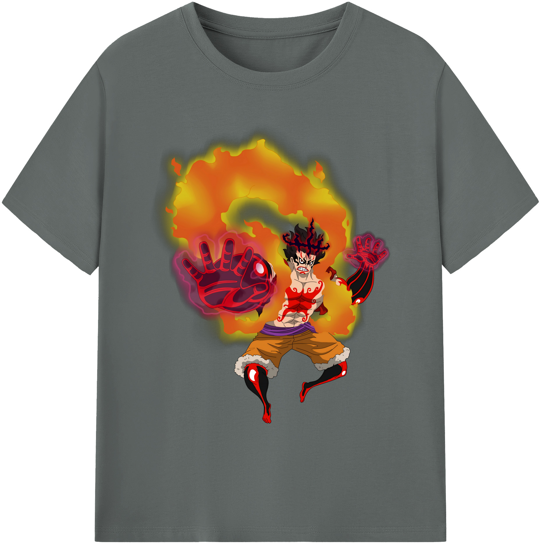 ワンピース モンキー・D・ルフィ ONE PIECE Monkey D. Luffy 綿100％ メンズ半袖Tシャツ｜肌触りやわらか＆通気性